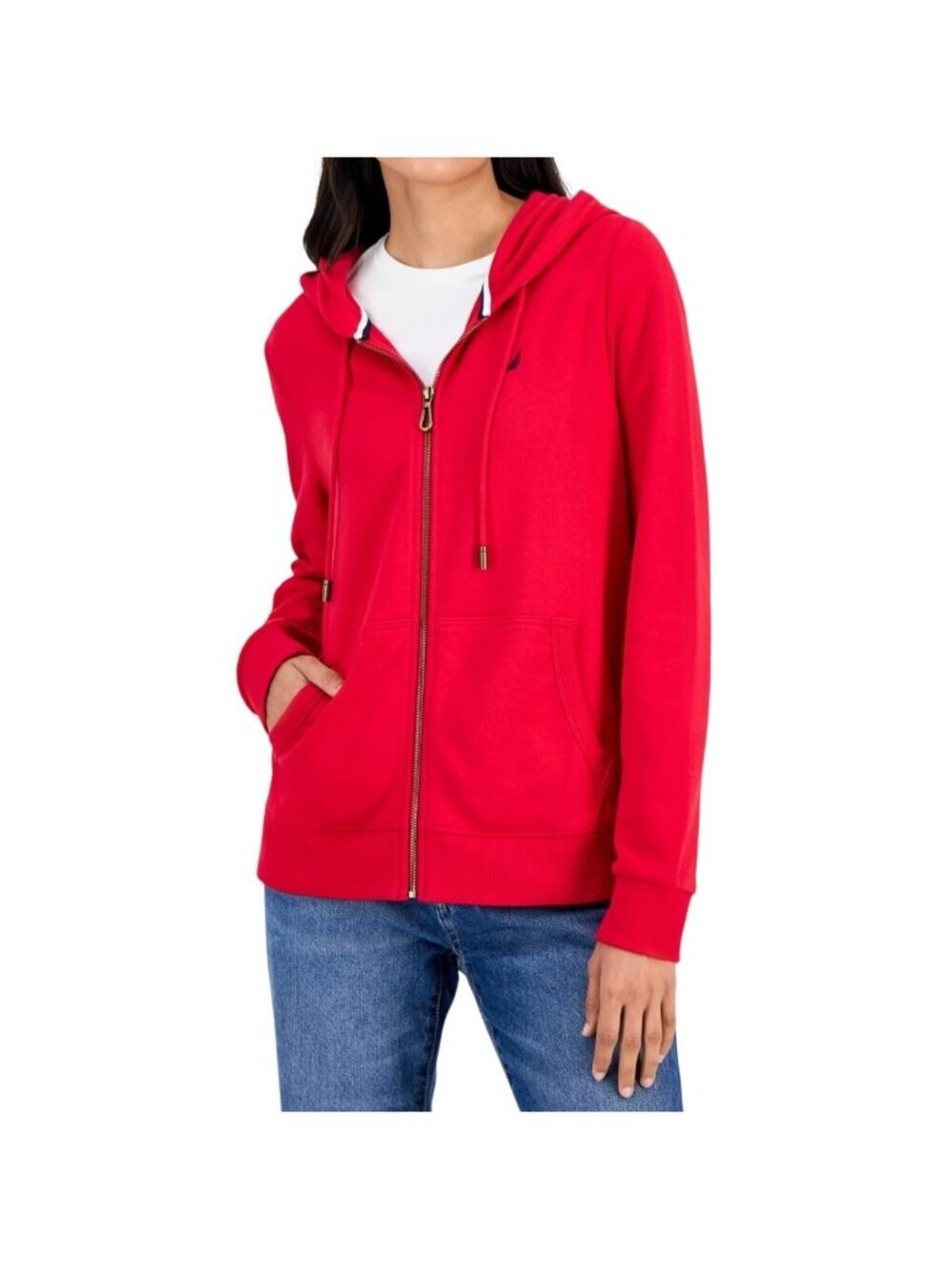 NWT Nautica Red Full-Zip Hoodie Sweatshirt XS MSRP $69.50